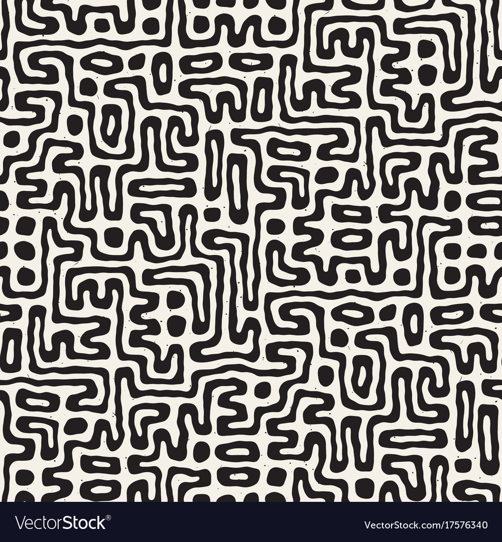 Seamless pattern with maze lines monochrome