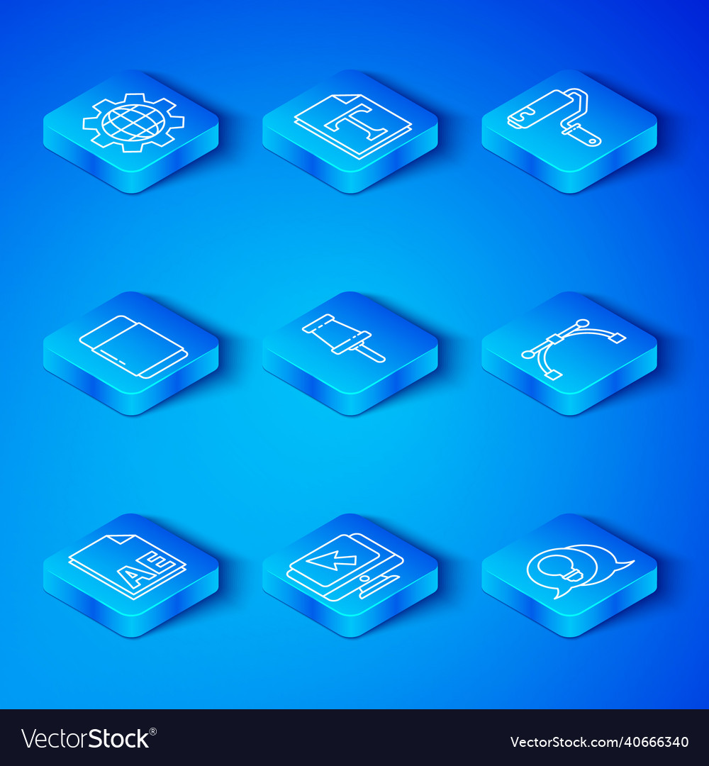 Set line ae file document push pin computer vector image Set line ae file document push pin computer