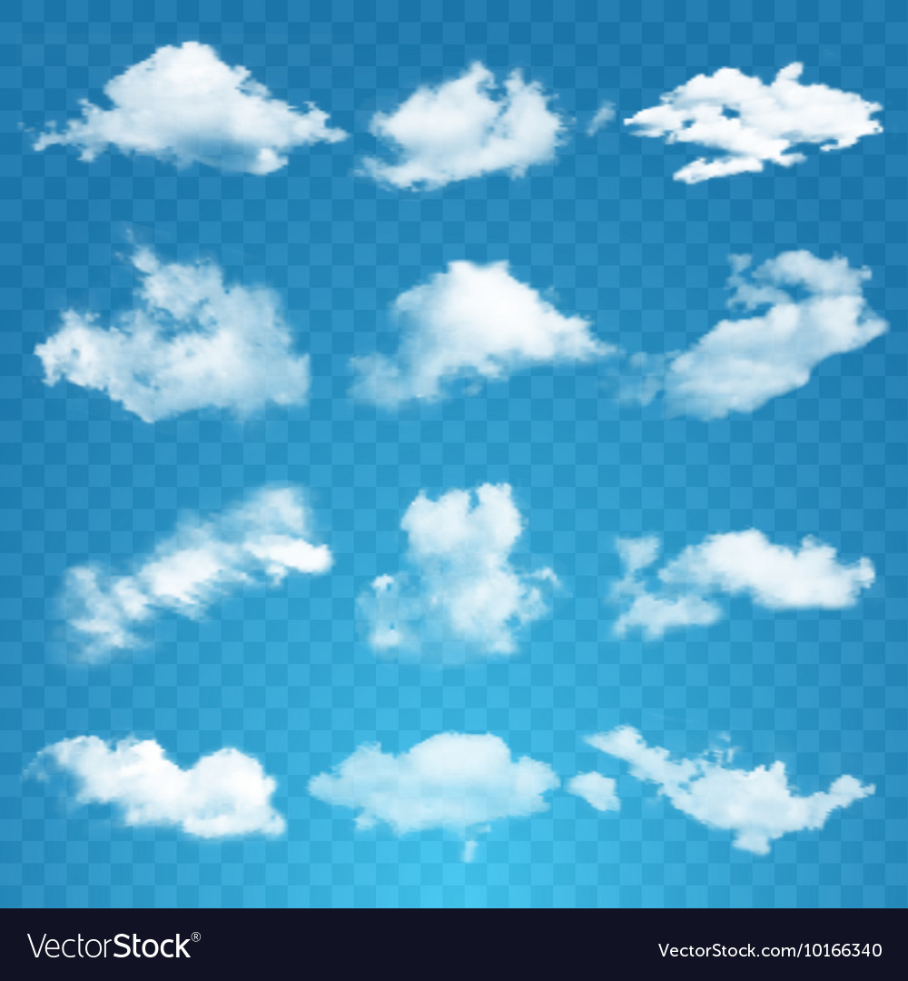 Set of transparent different clouds