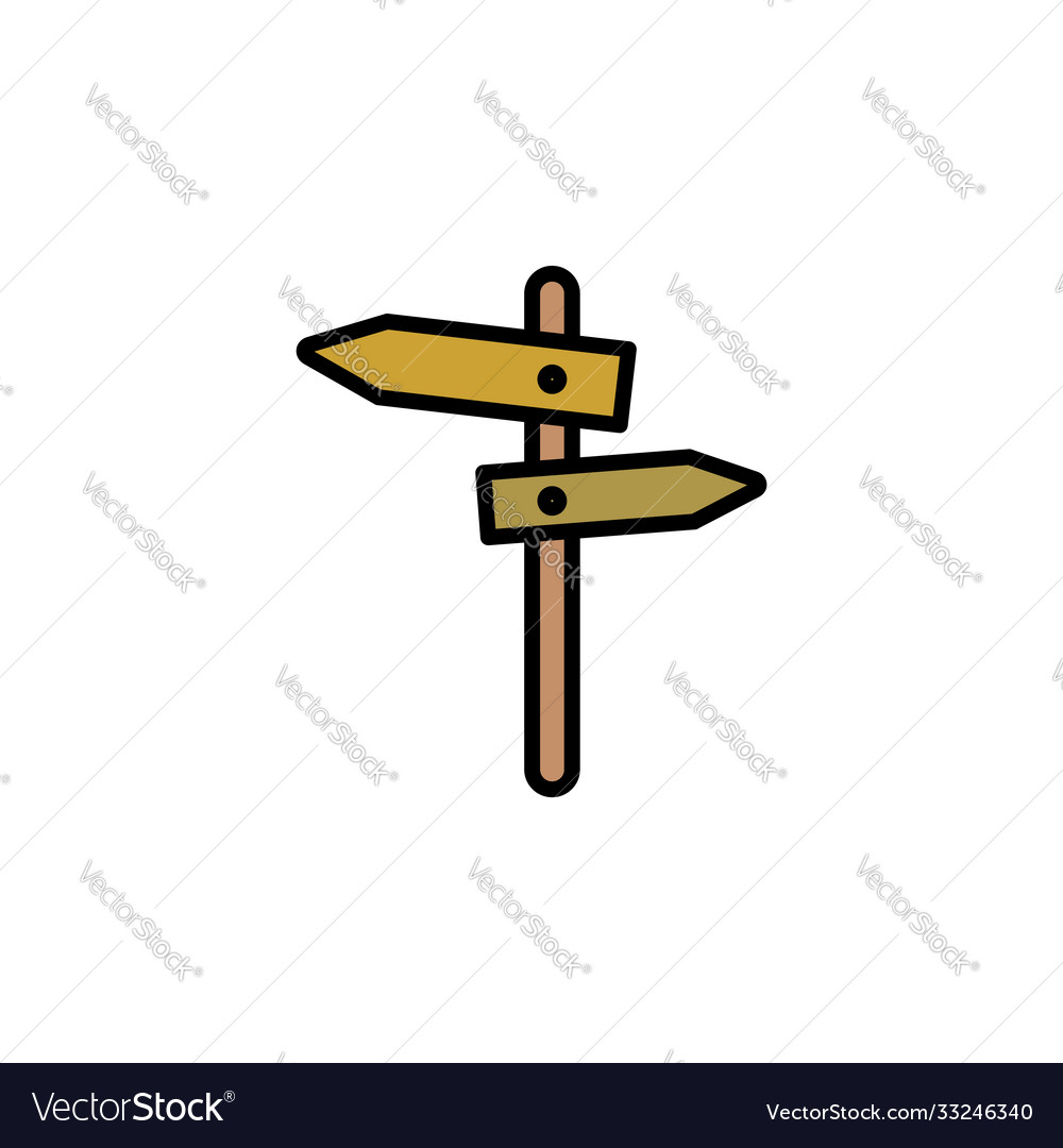 Signpost pointer color icon thin line linear