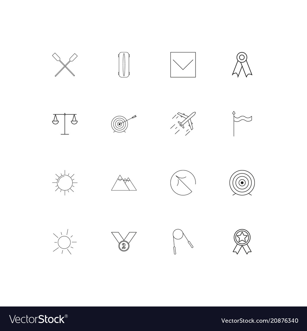 Sport fitness and recreation linear thin icons