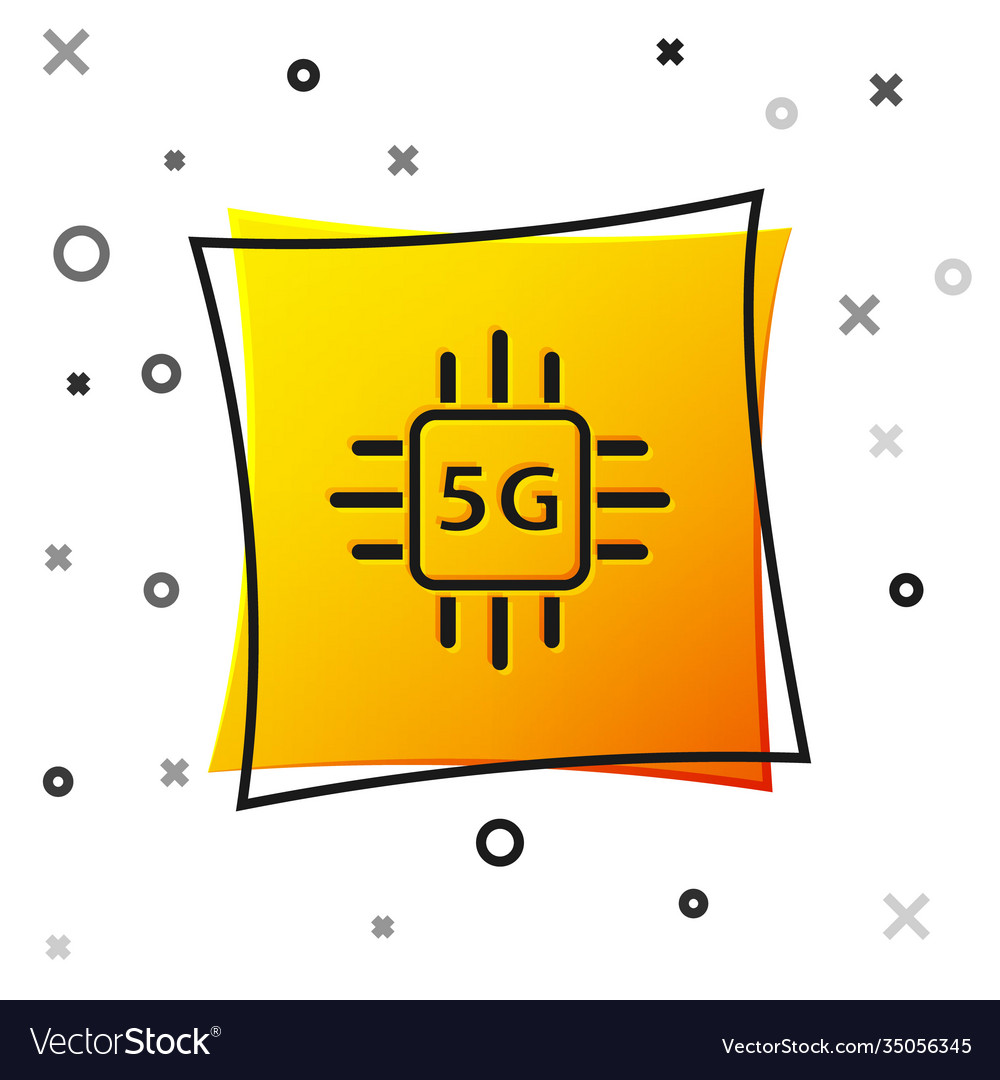 Black computer processor 5g with microcircuits cpu vector image Black computer processor 5g with microcircuits cpu