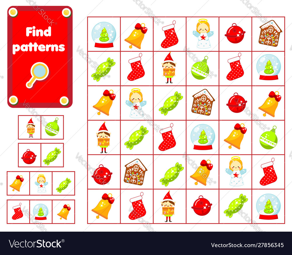 Children educational game find and show patterns Vector Image