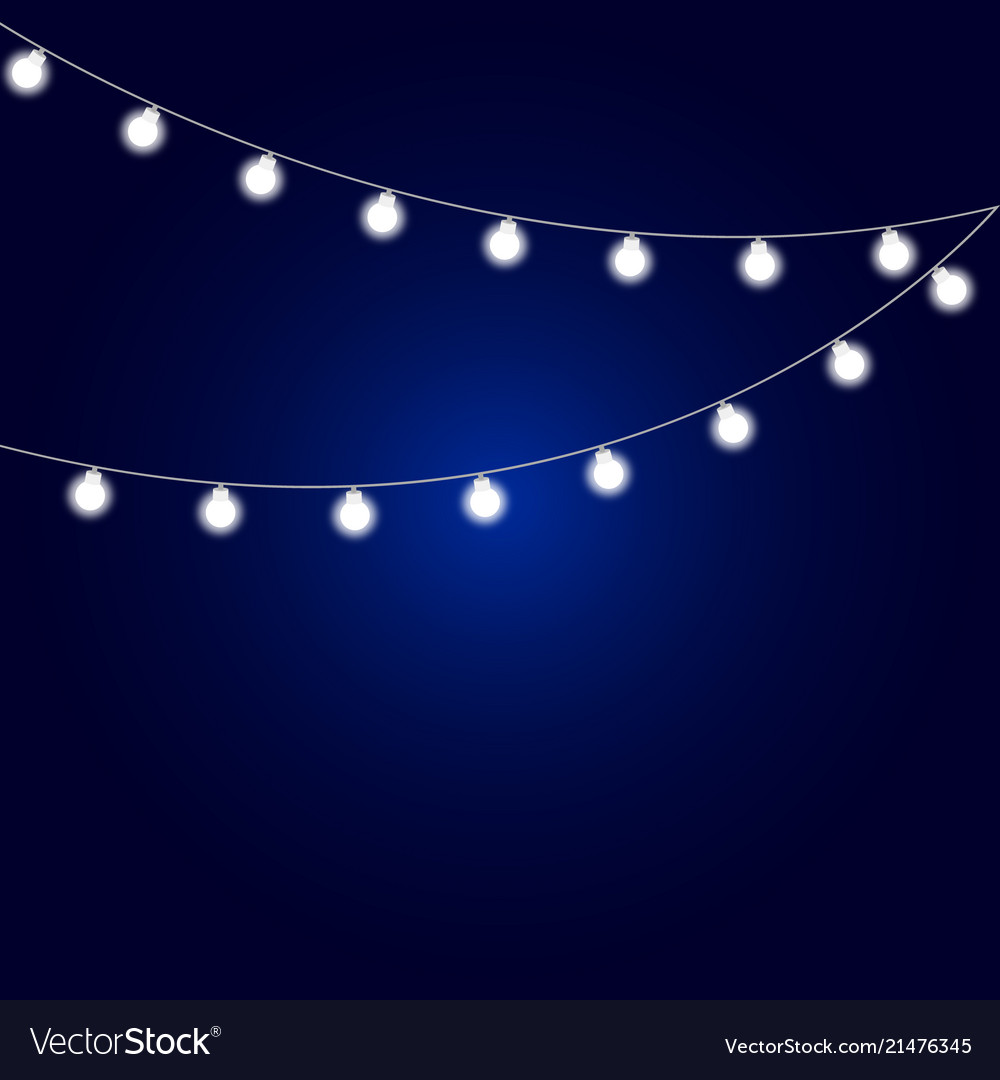 Christmas fairy light bulbs on a blue background