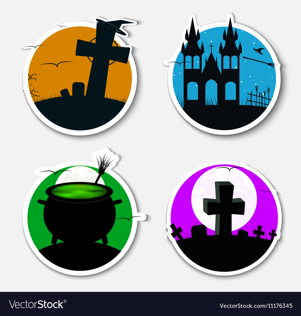 Design stickers icons on halloween