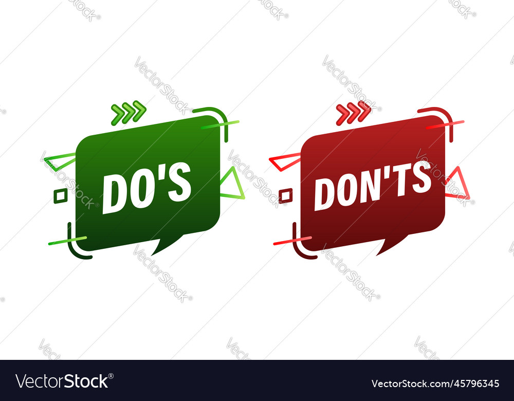 Dos and donts signs good bad icon positive