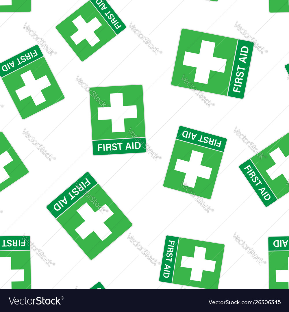 First aid sign icon seamless pattern background