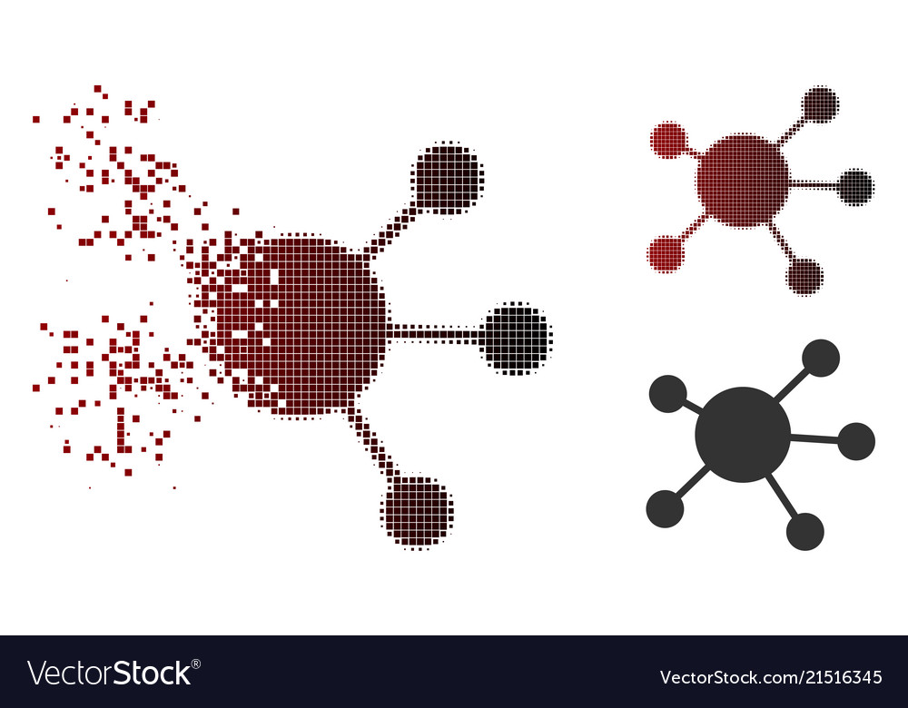 Fragmented pixel halftone network links icon vector image Fragmented pixel halftone network links icon
