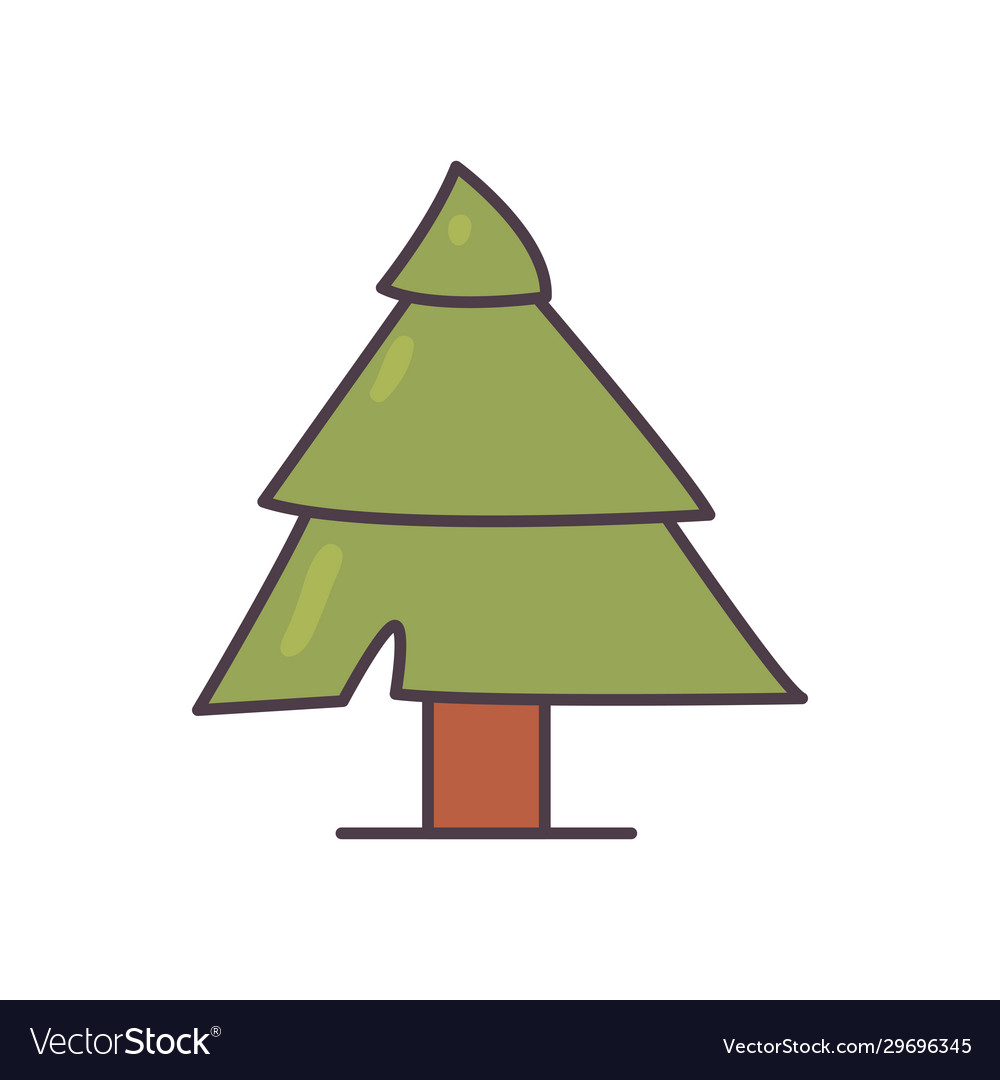 Isolated pine tree line and fill style icon