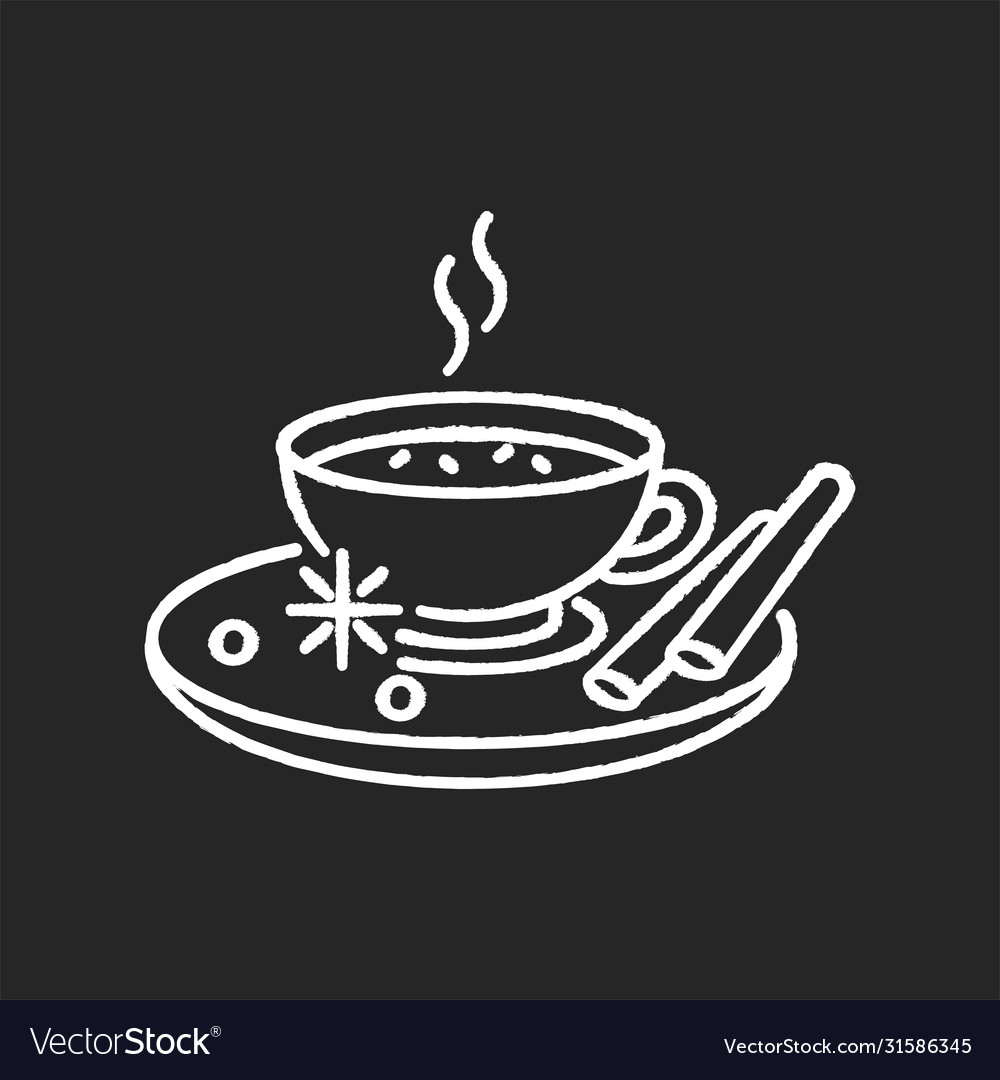 Masala chai chalk white icon on black background