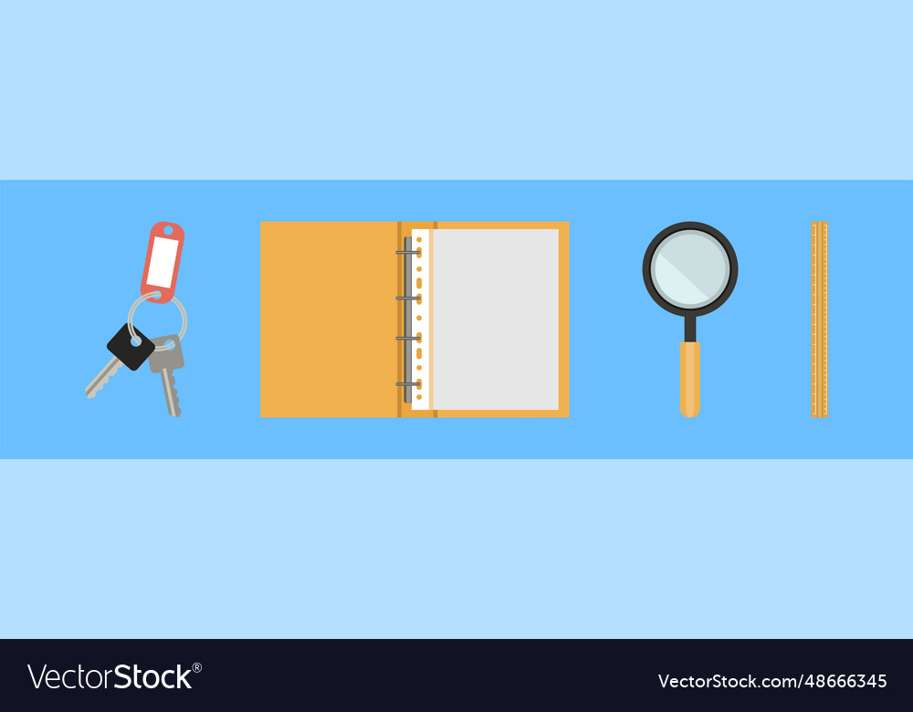Office object and business workflow items on blue vector image Office object and business workflow items on blue
