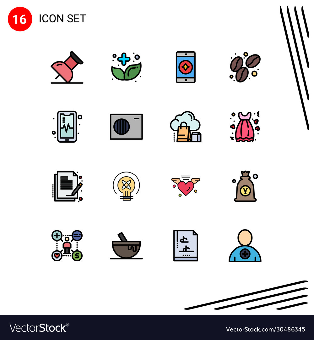 Pictograph set 16 simple flat color filled