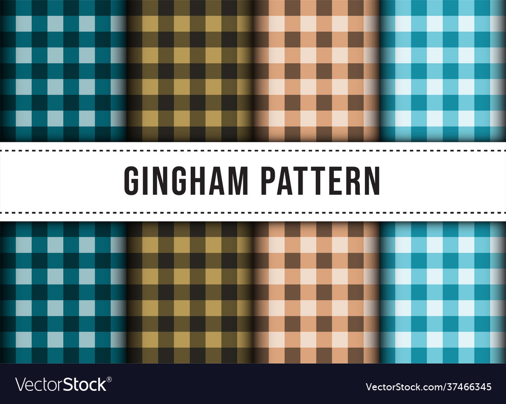 Set collection checkered gingham pattern vector image Set collection checkered gingham pattern