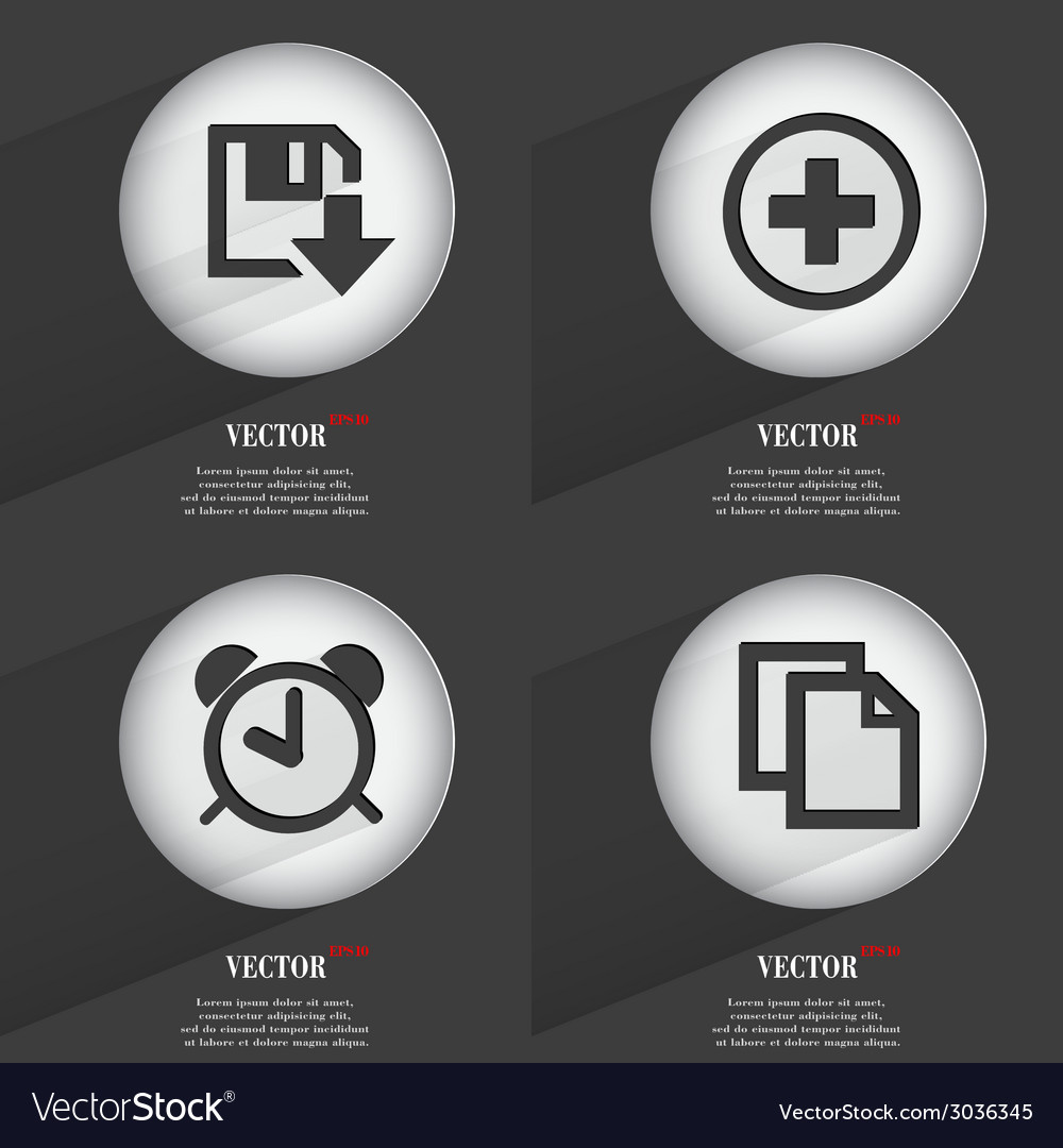 Set of trendy buttons icons with long shadow