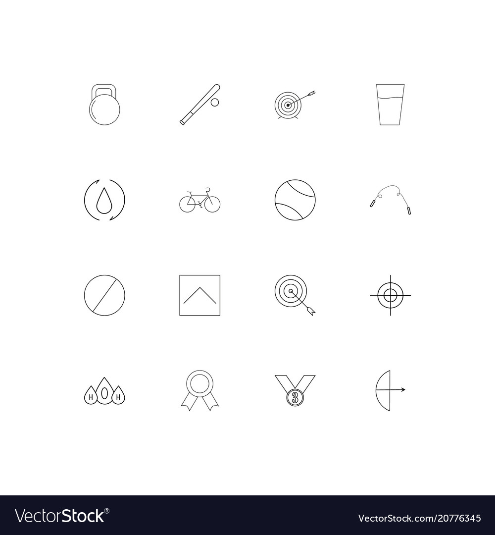 Sport fitness and recreation linear thin icons