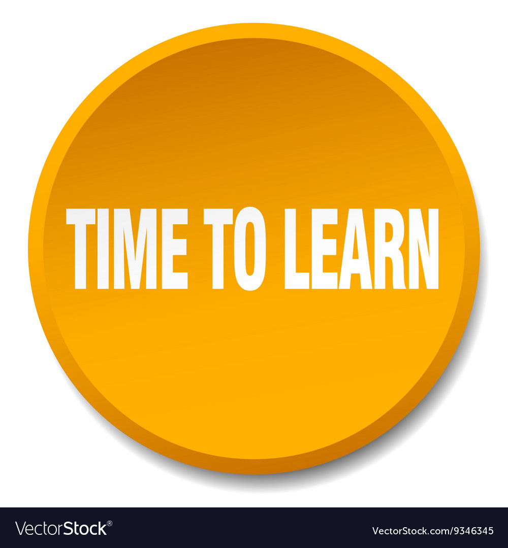 Time to learn orange round flat isolated push