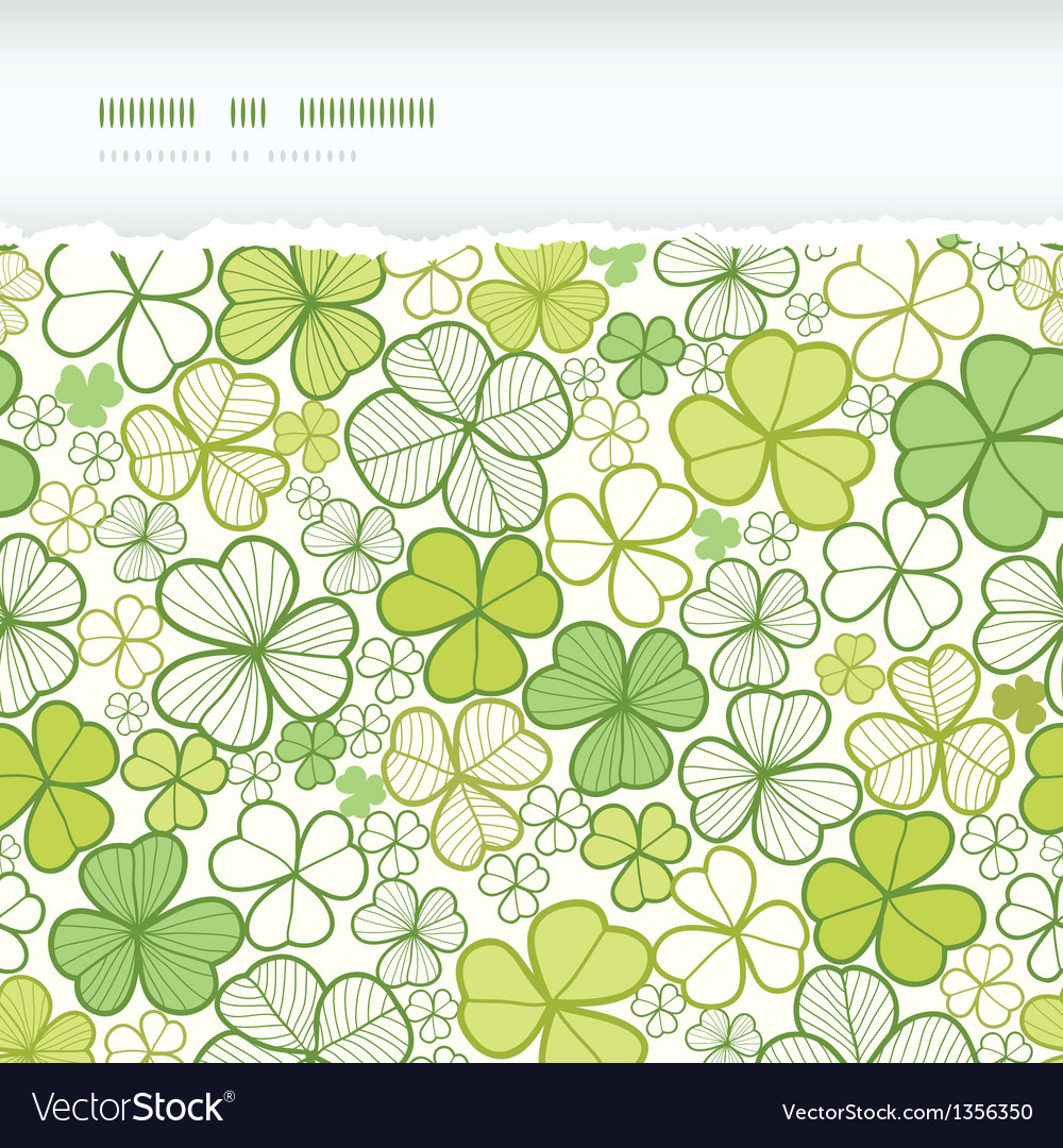 Clover line art horizontal torn seamless pattern