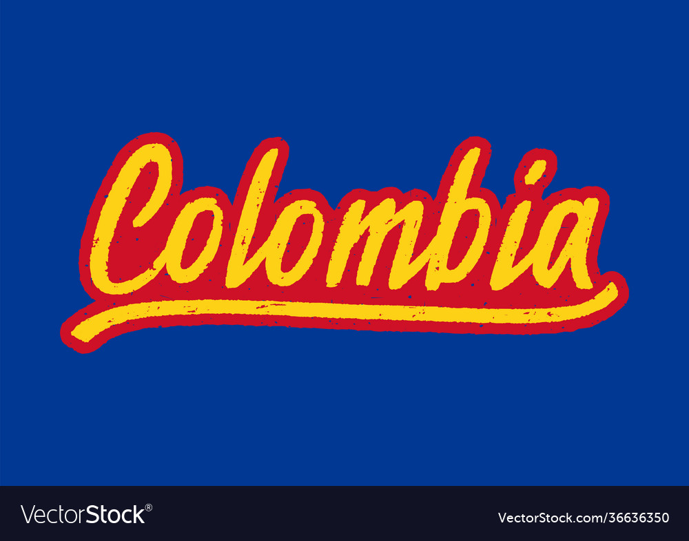 Colombia hand lettering with abstract red