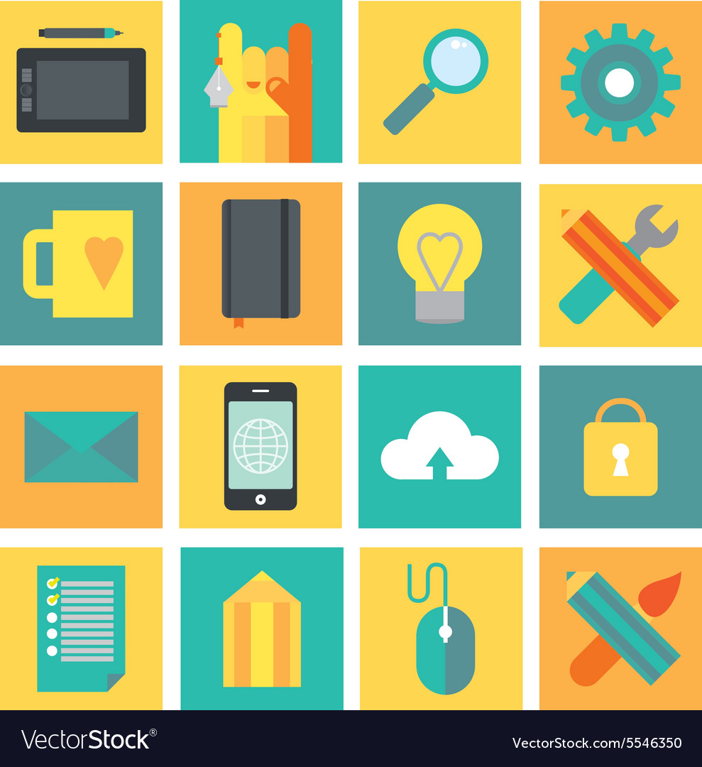 Development and design process icon set Royalty Free Vector