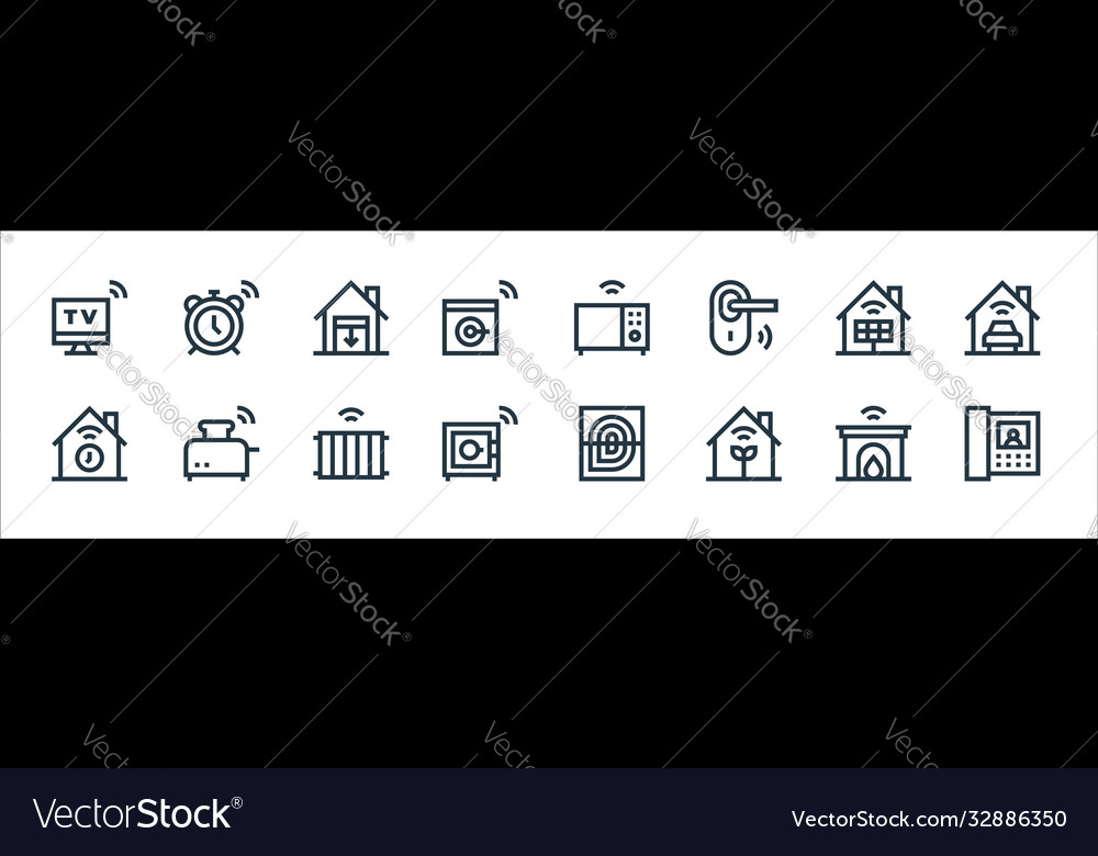 Flat smarthome line icons linear set quality vector image Flat smarthome line icons linear set quality