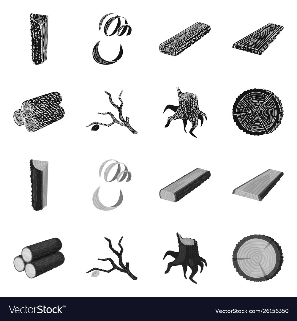 Isolated object tree and raw logo collection vector image Isolated object tree and raw logo collection