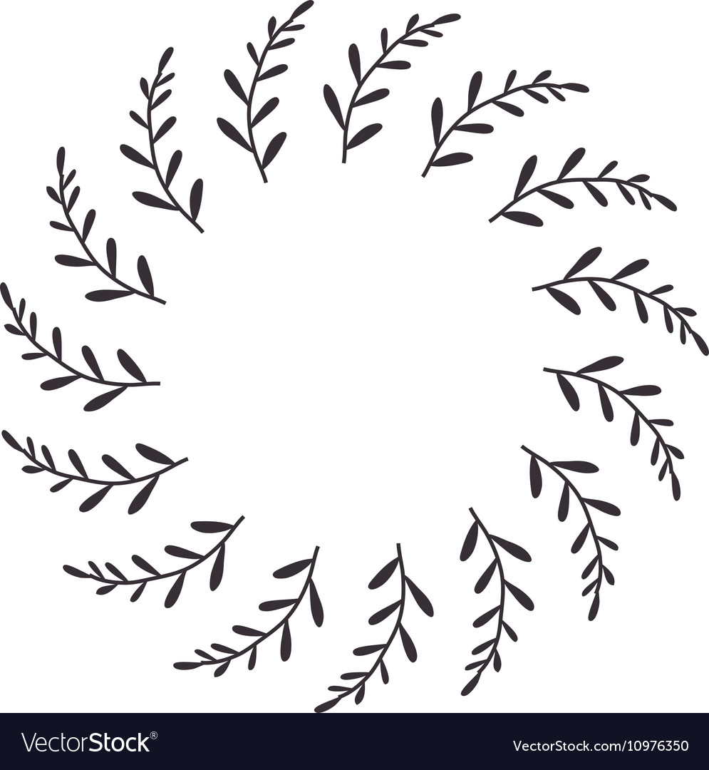 Leaves and branches in circular frame