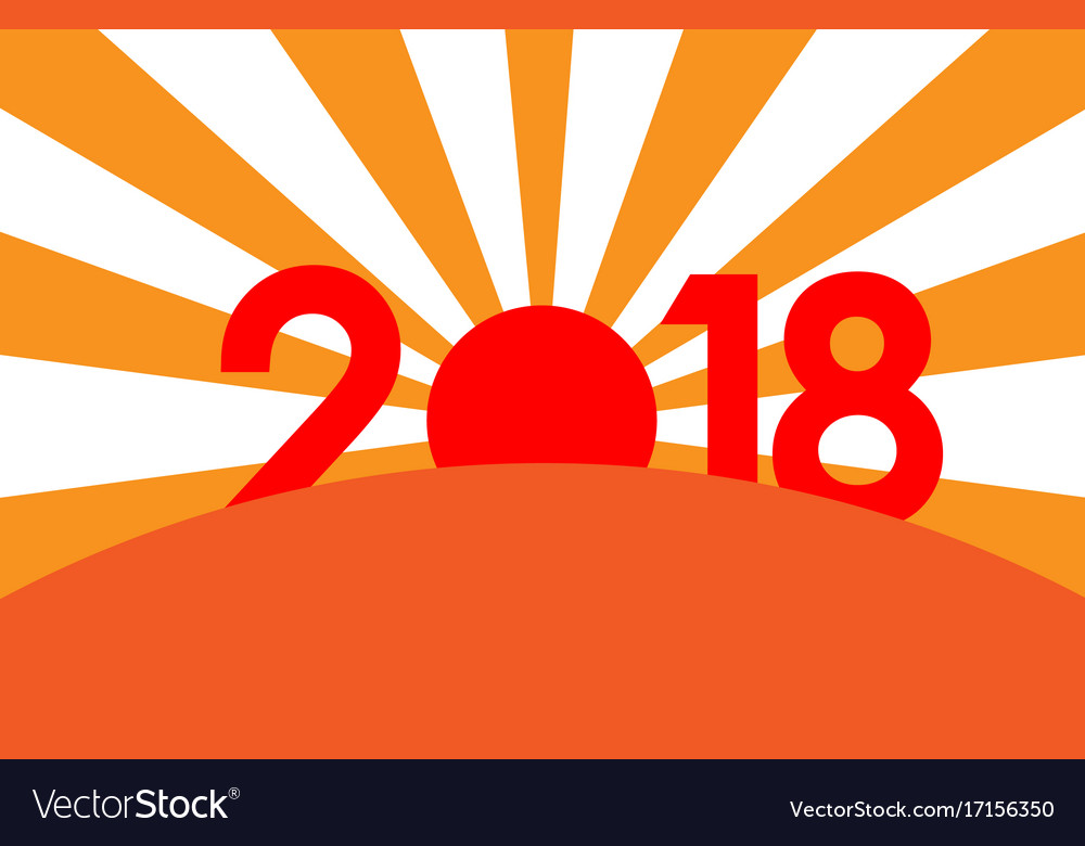 New year 2018 concept - sunrise with digits Vector Image