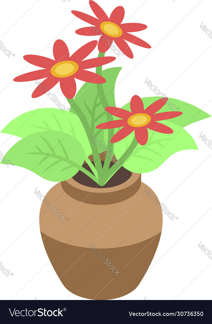 Red flower houseplant icon isometric style Vector Image