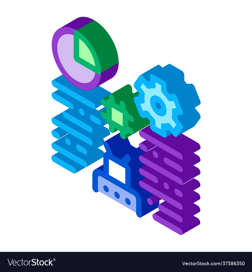 Robot machine learning isometric icon Vector Image Robot machine learning isometric icon