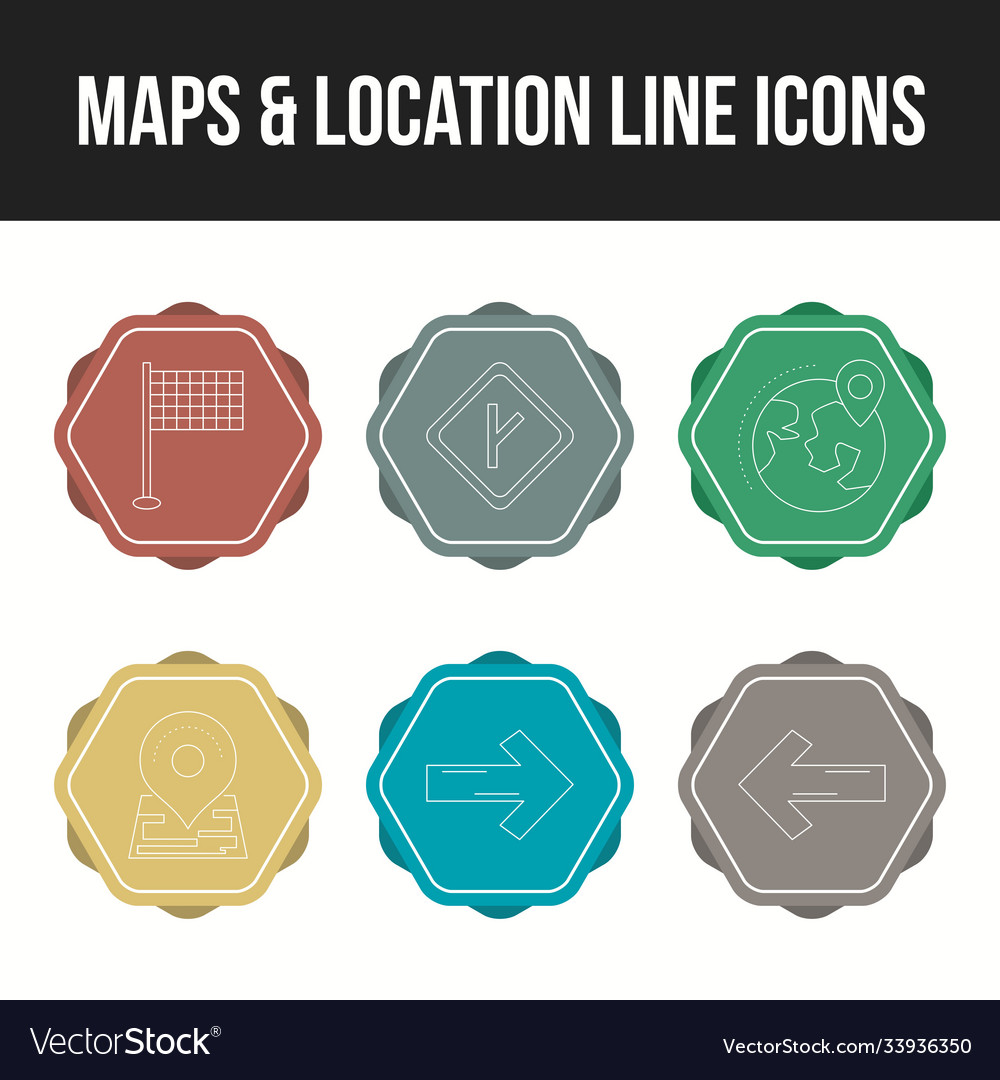 Set beautiful maps location line icons