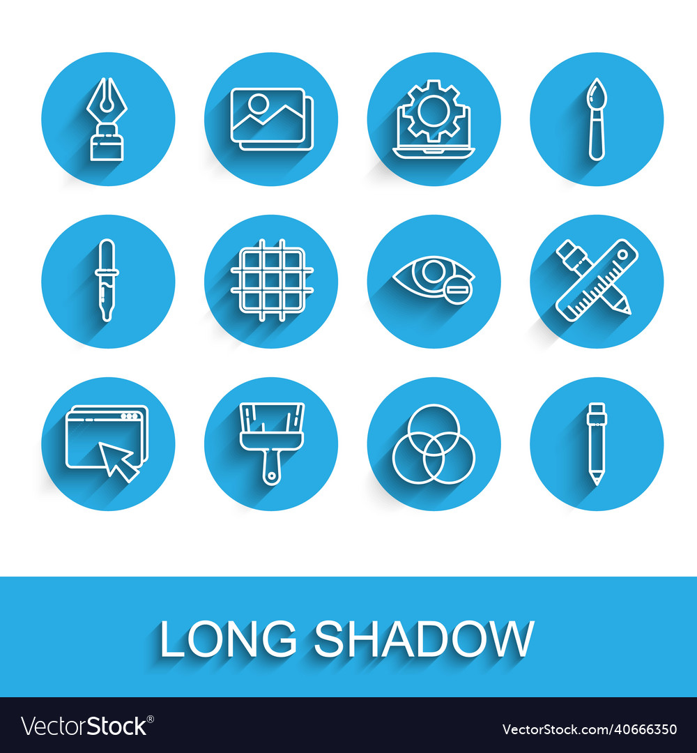 Set line web design and development paint brush vector image Set line web design and development paint brush