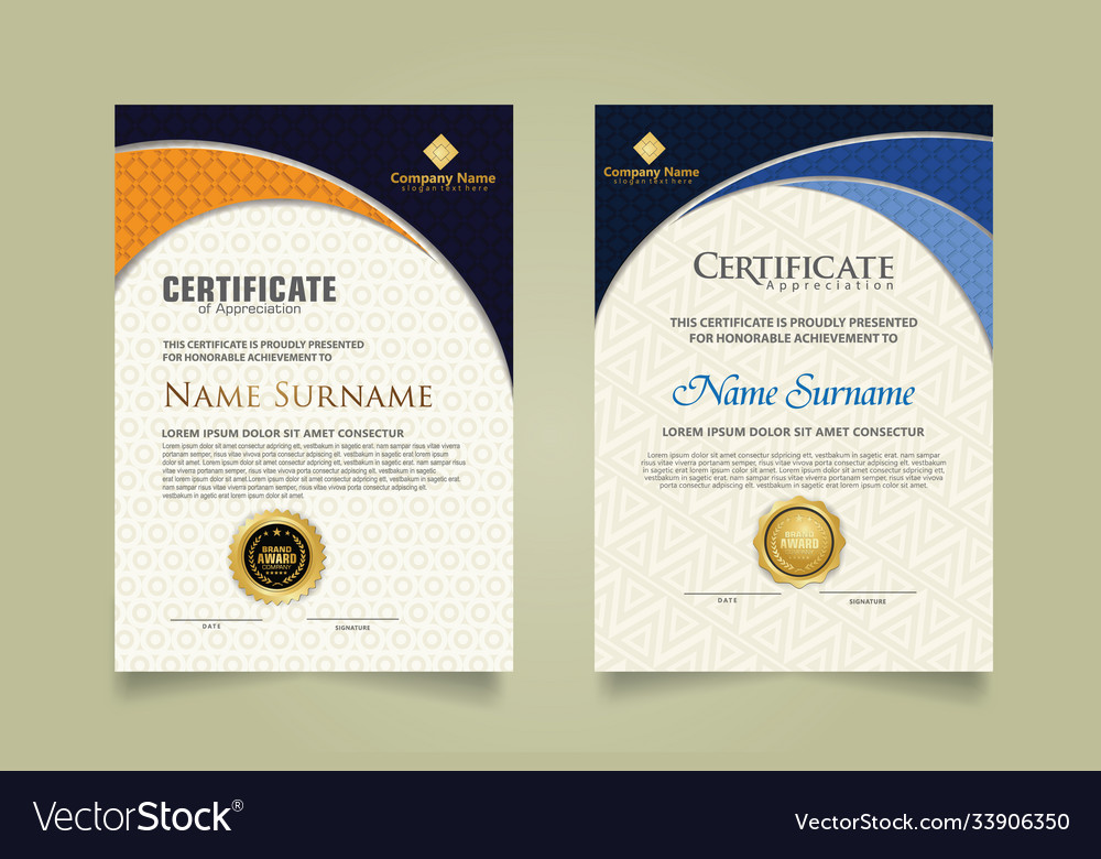 Set modern certificate template with realistic vector image Set modern certificate template with realistic