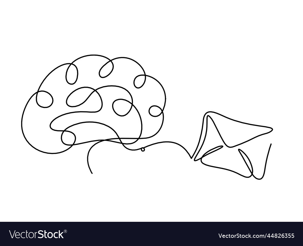 Abstract paper envelope with brain as line