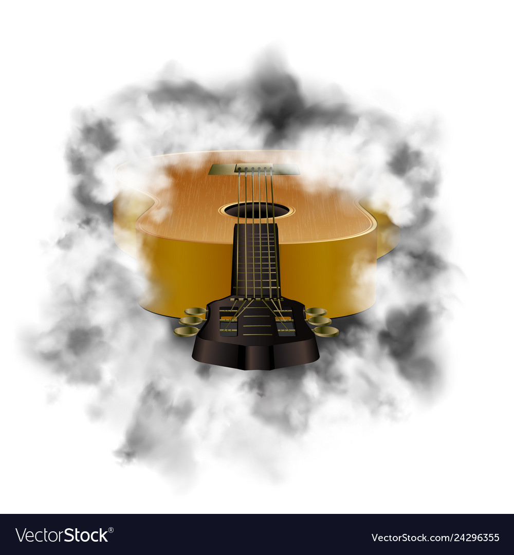 Acoustic guitar in a cloud of smoke