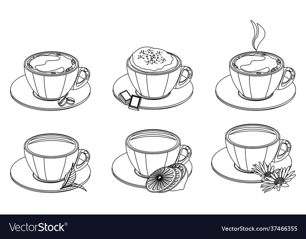 Black and white set with tea cups can be used