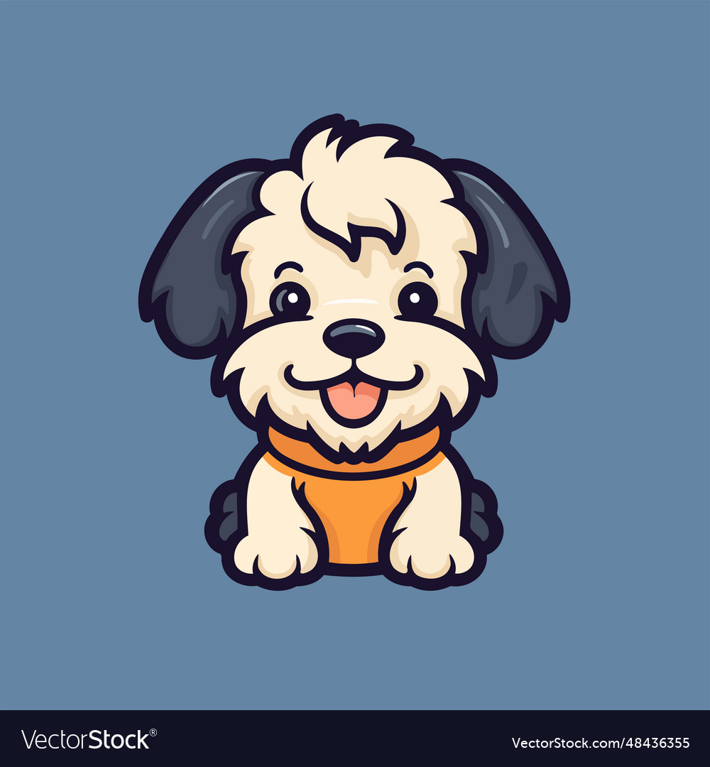 Cute cartoon dog with orange collar clip art Vector Image