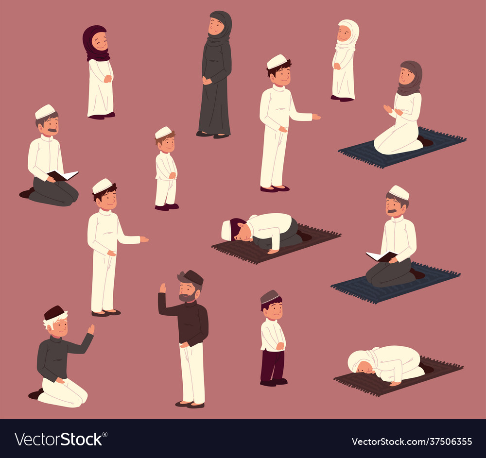 Different muslims people Royalty Free Vector Image