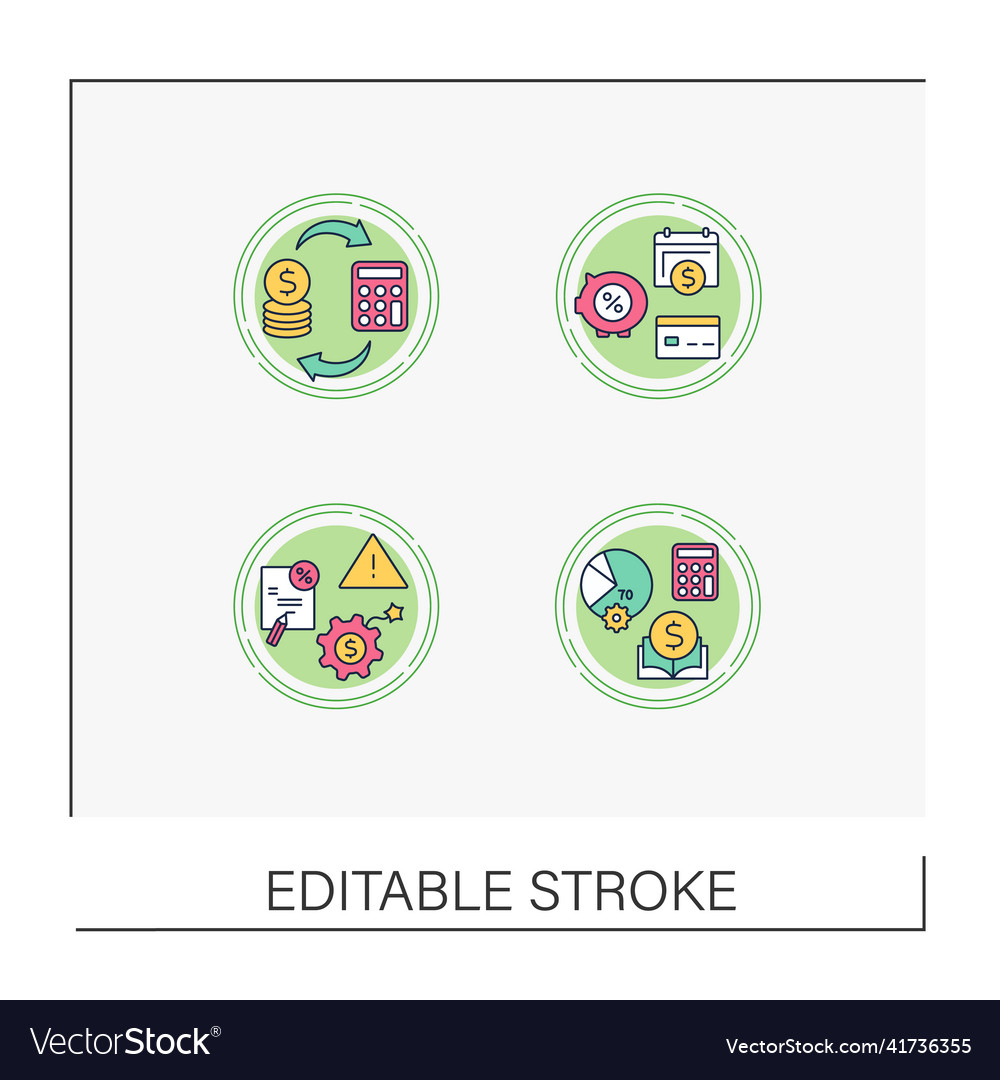 Financial literacy concept icons set