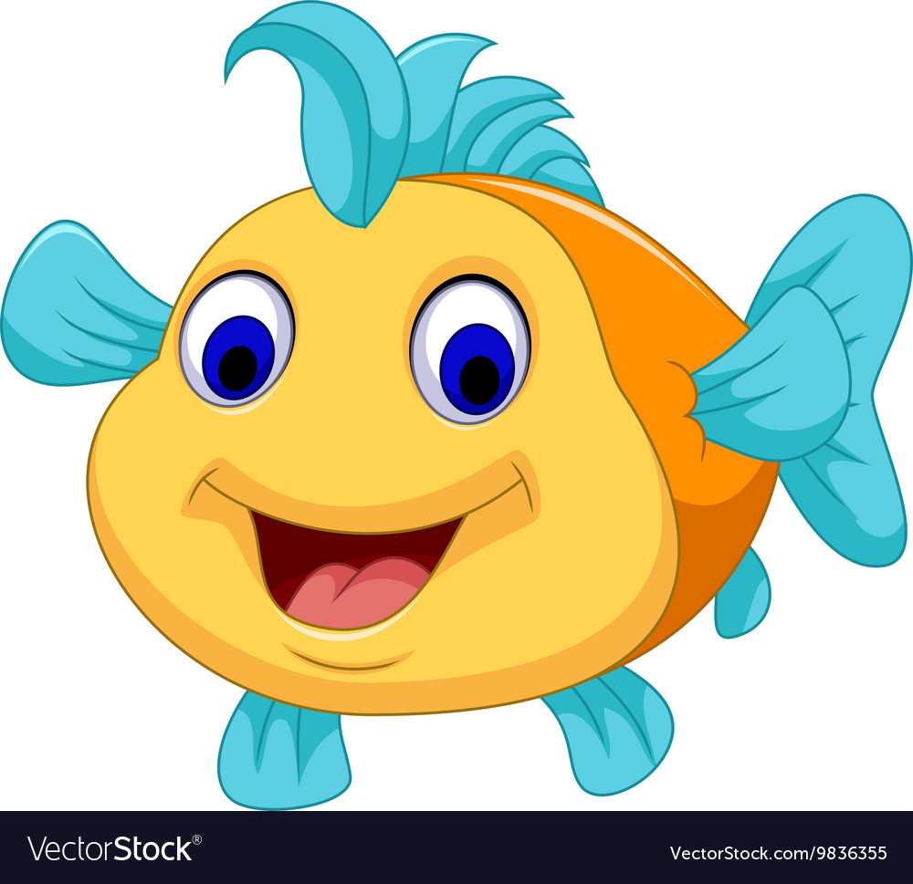 Funny fish cartoon smiling Royalty Free Vector Image