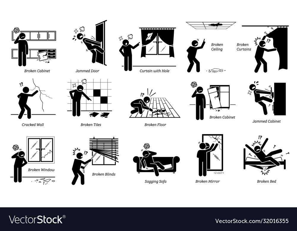 House defects issues and structural problems Vector Image