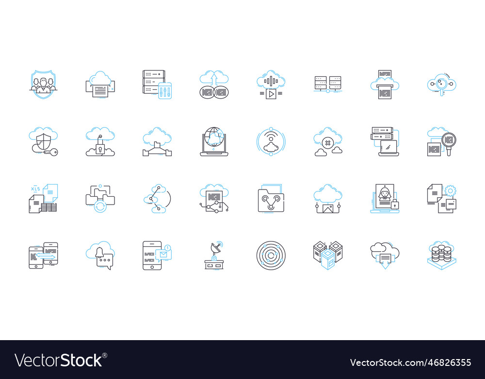 Online security linear icons set encryption vector image Online security linear icons set encryption