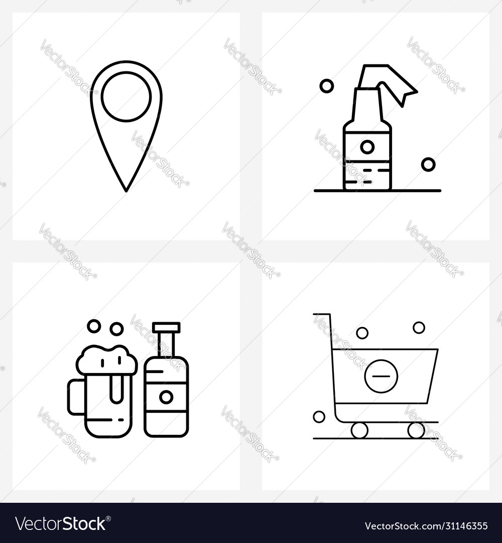 Set 4 einfache Liniensymbole für Web und Print