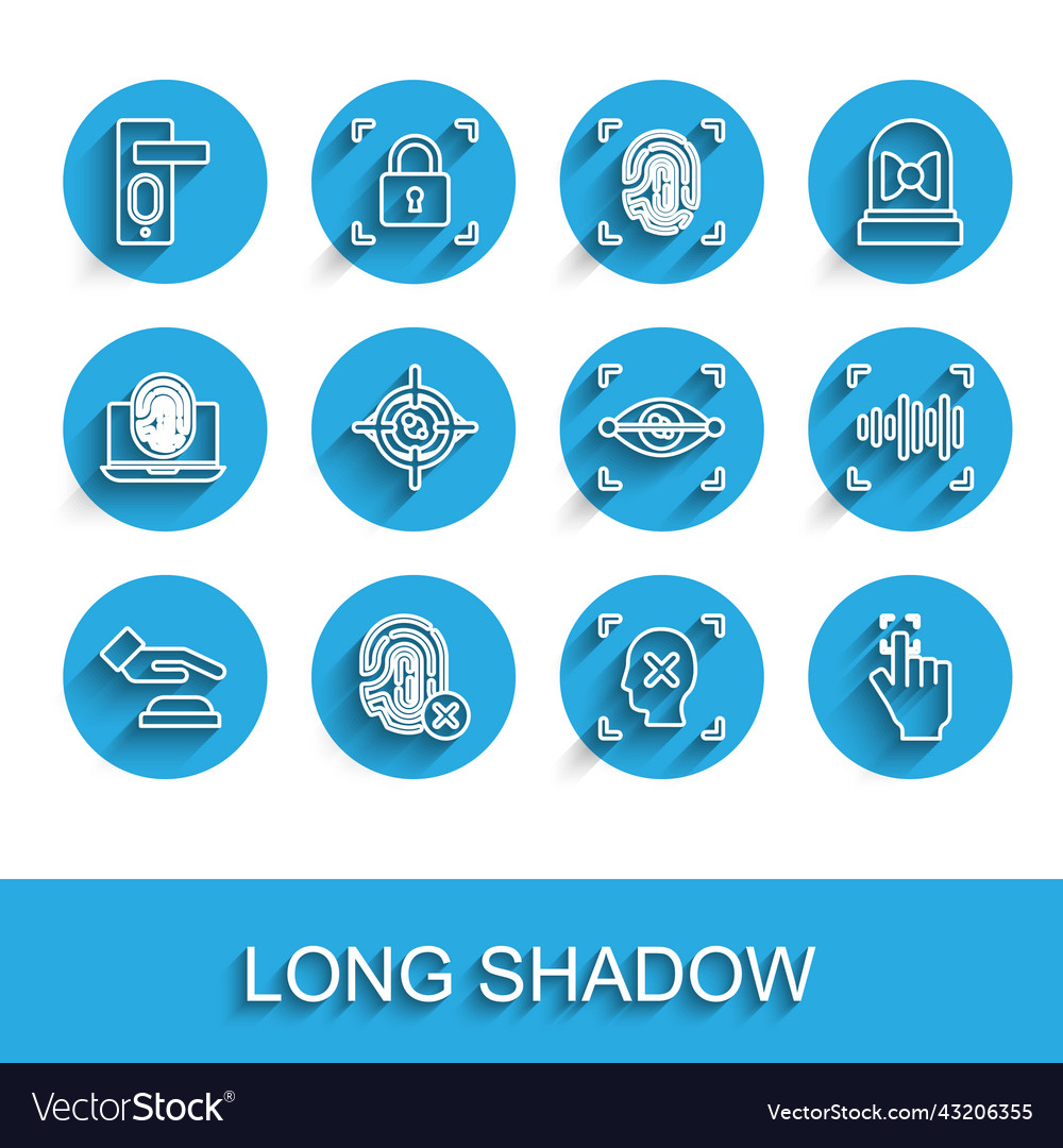Set line palm print recognition rejection vector image Set line palm print recognition rejection