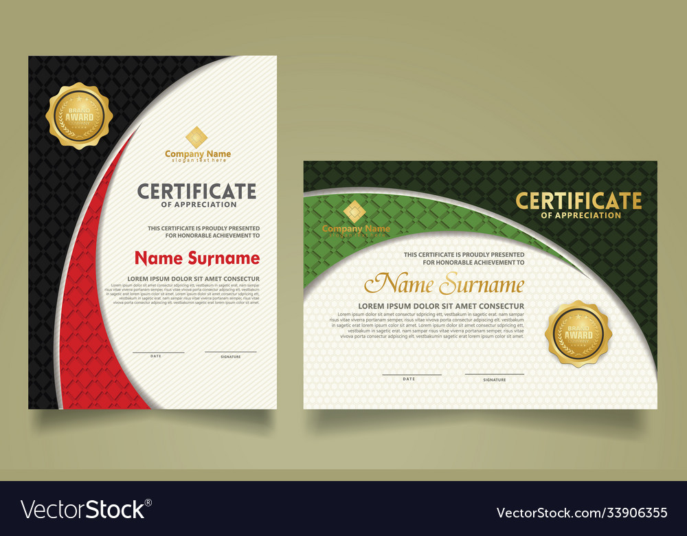 Set modern certificate template with realistic vector image Set modern certificate template with realistic