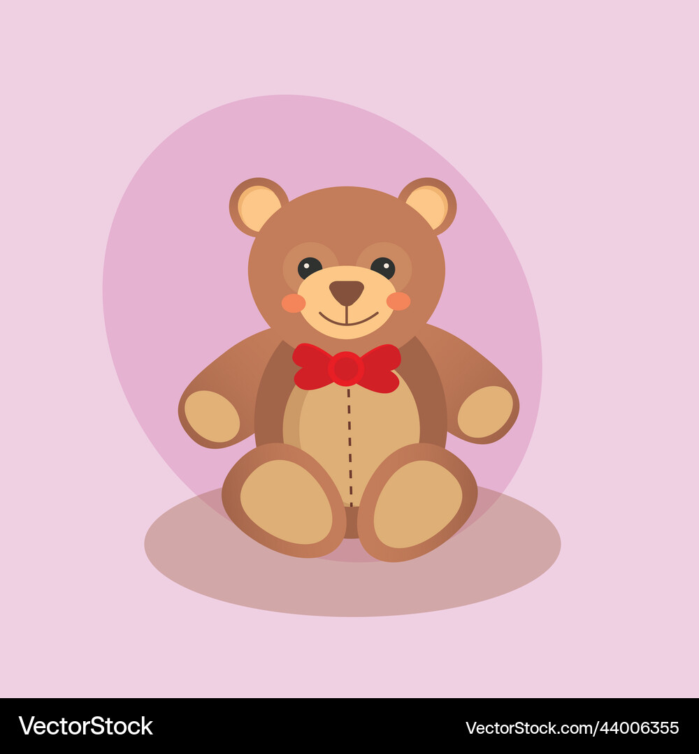 Teddy bear sitting flat Royalty Free Vector Image