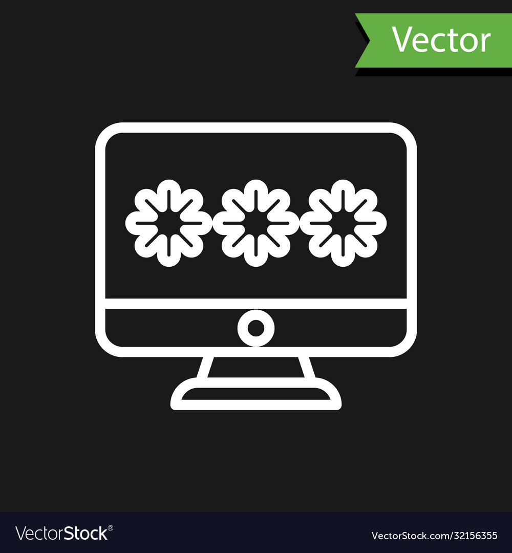 White line monitor with password notification icon vector image White line monitor with password notification icon