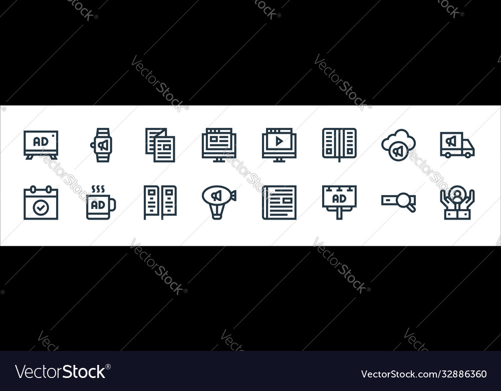 Advertisement line icons linear set quality