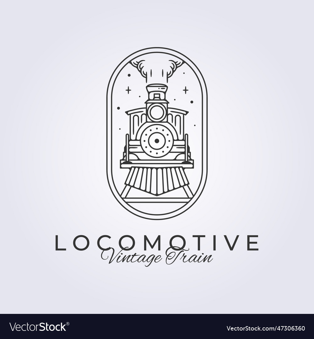 Badge of vintage locomotive line art logo Vector Image