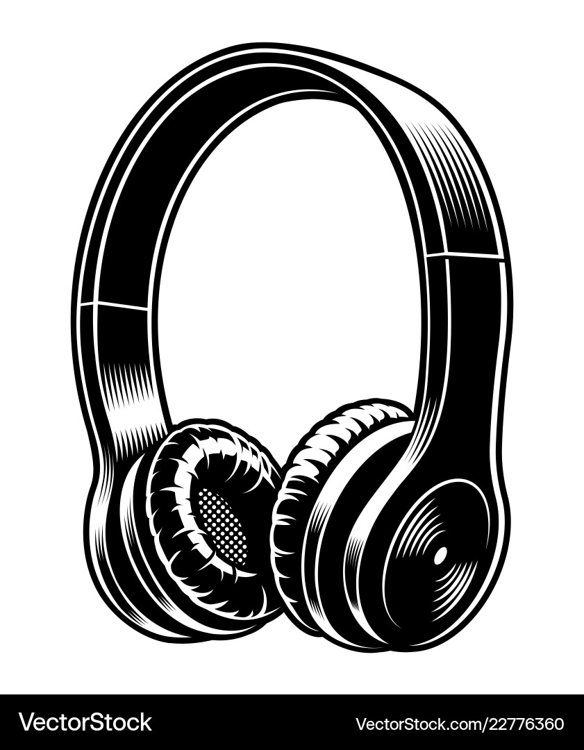 Black and white headphones Royalty Free Vector Image