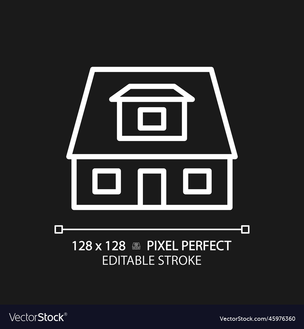 Bungalow pixel perfect white linear icon for dark